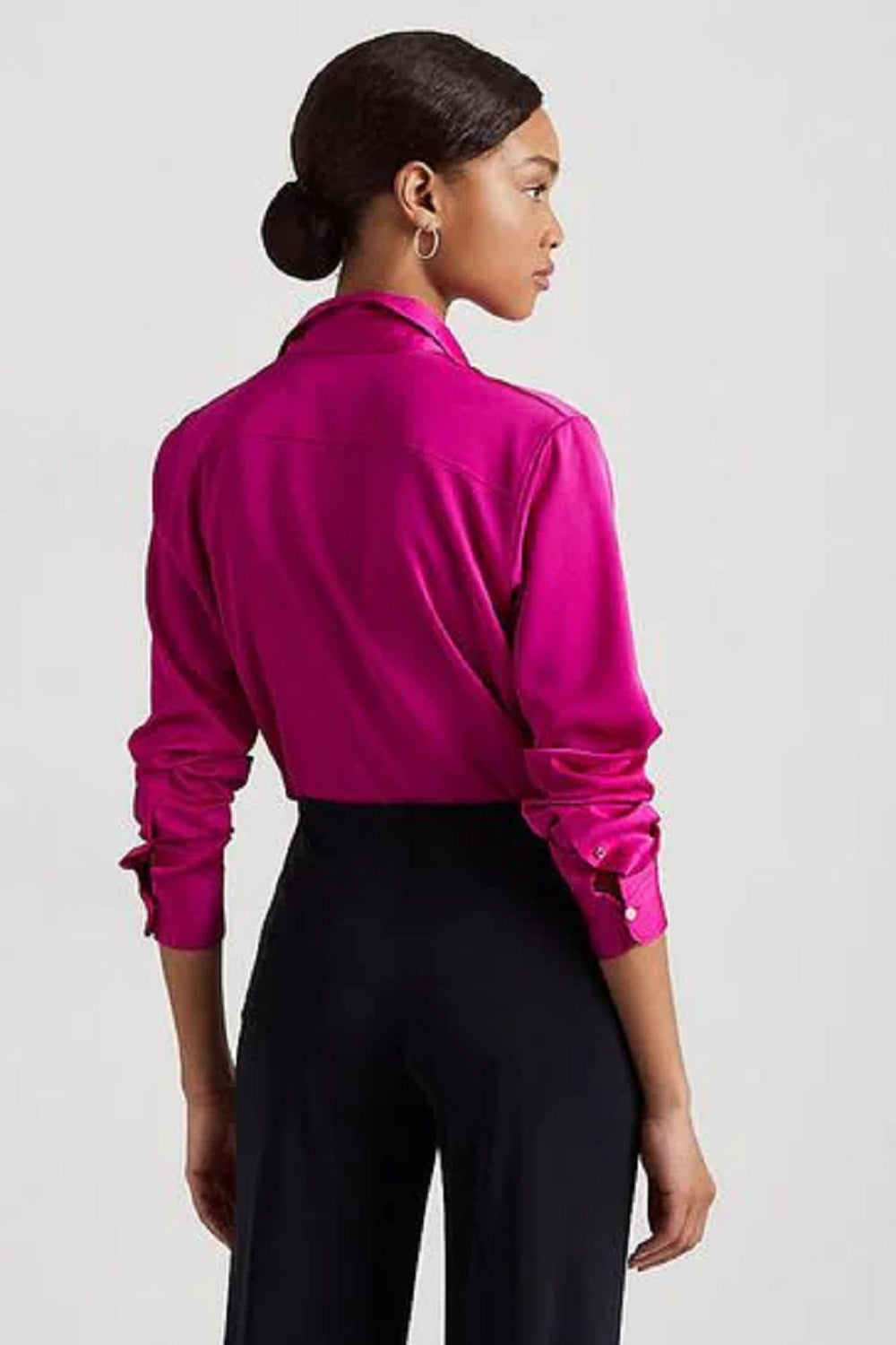 Ralph Lauren Women's Satin Charmeuse Shirt Pink Size X-Small