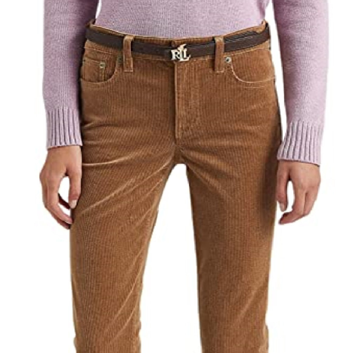 Ralph Lauren Women's Corduroy Mid Rise Straight Pant Brown Size 14