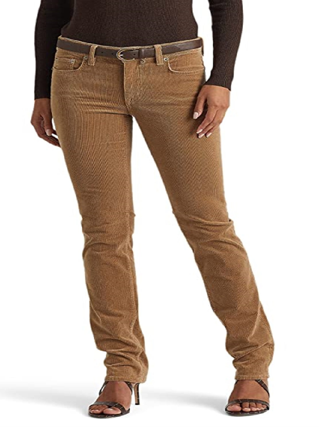 Ralph Lauren Women's Corduroy Mid Rise Straight Pant Pants Brown Size 12