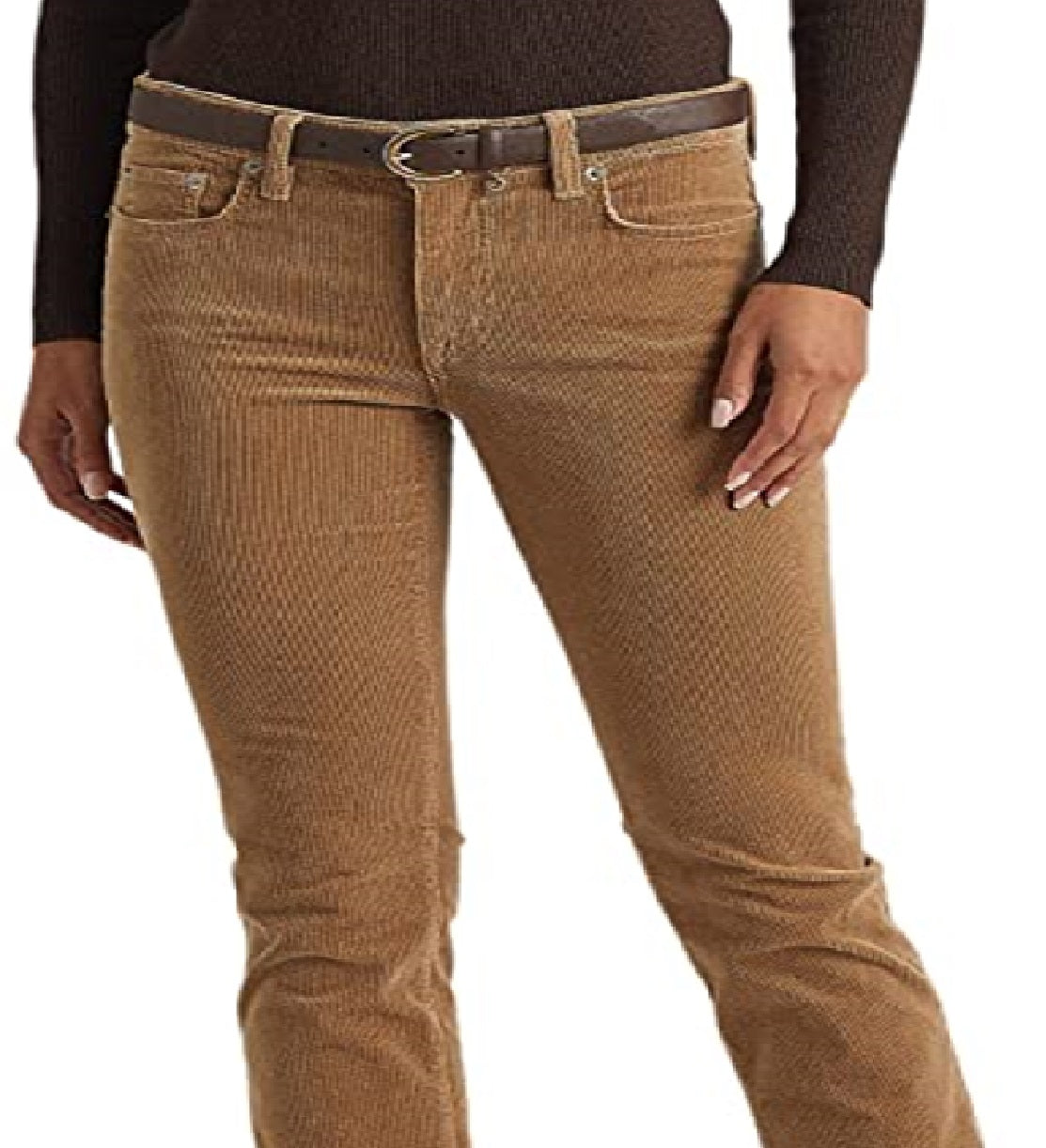 Ralph Lauren Women's Corduroy Mid Rise Straight Pant Pants Brown Size 12