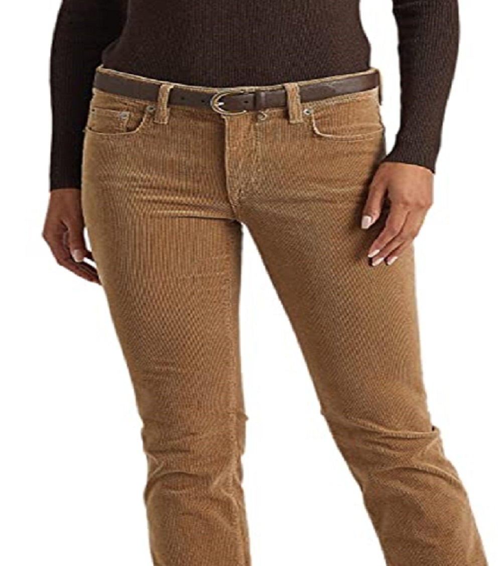 Ralph Lauren Women's Corduroy Mid Rise Straight Pant Brown Size 8