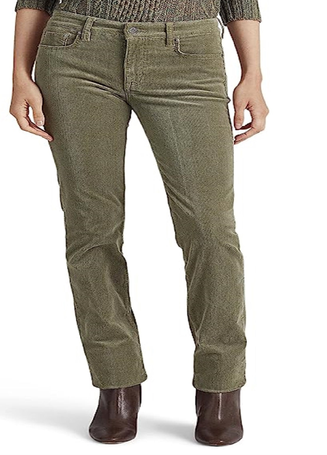Ralph Lauren Women's Corduroy Mid Rise Straight Pant Green Size 4
