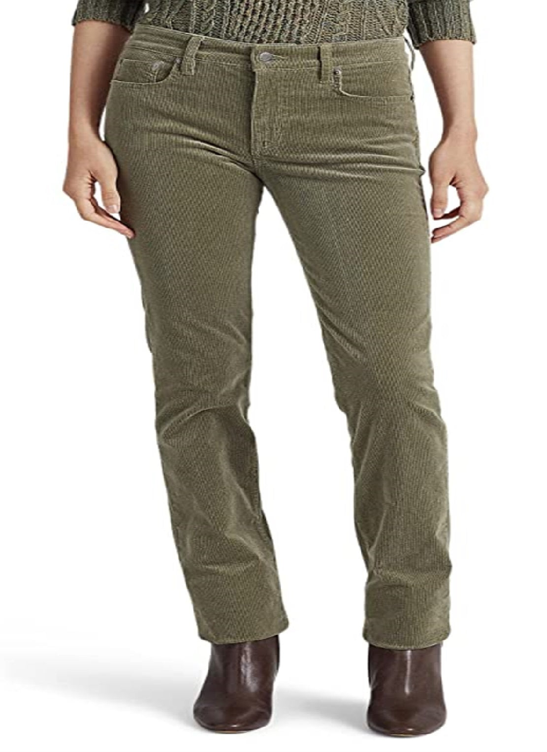 Ralph Lauren Women's Corduroy Mid Rise Straight Pant Green Size 8