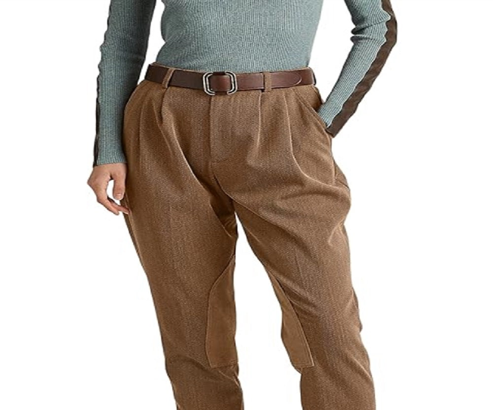 Ralph Lauren Women's Pleated Bi Stretch Jodhpur Pant Brown Size 12