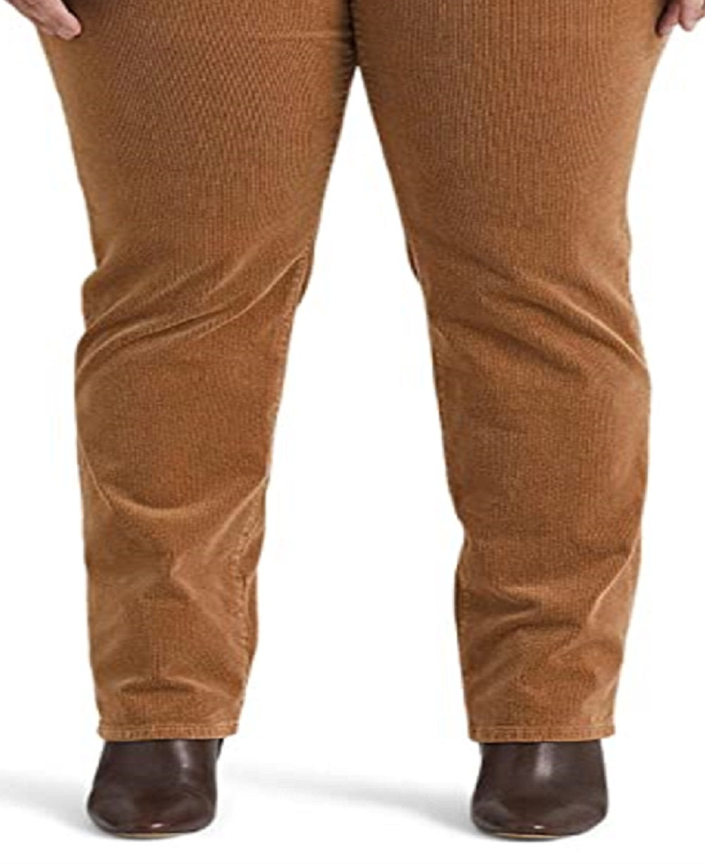 Ralph Lauren Women's Corduroy Mid Rise Straight Pant Brown Size 20W