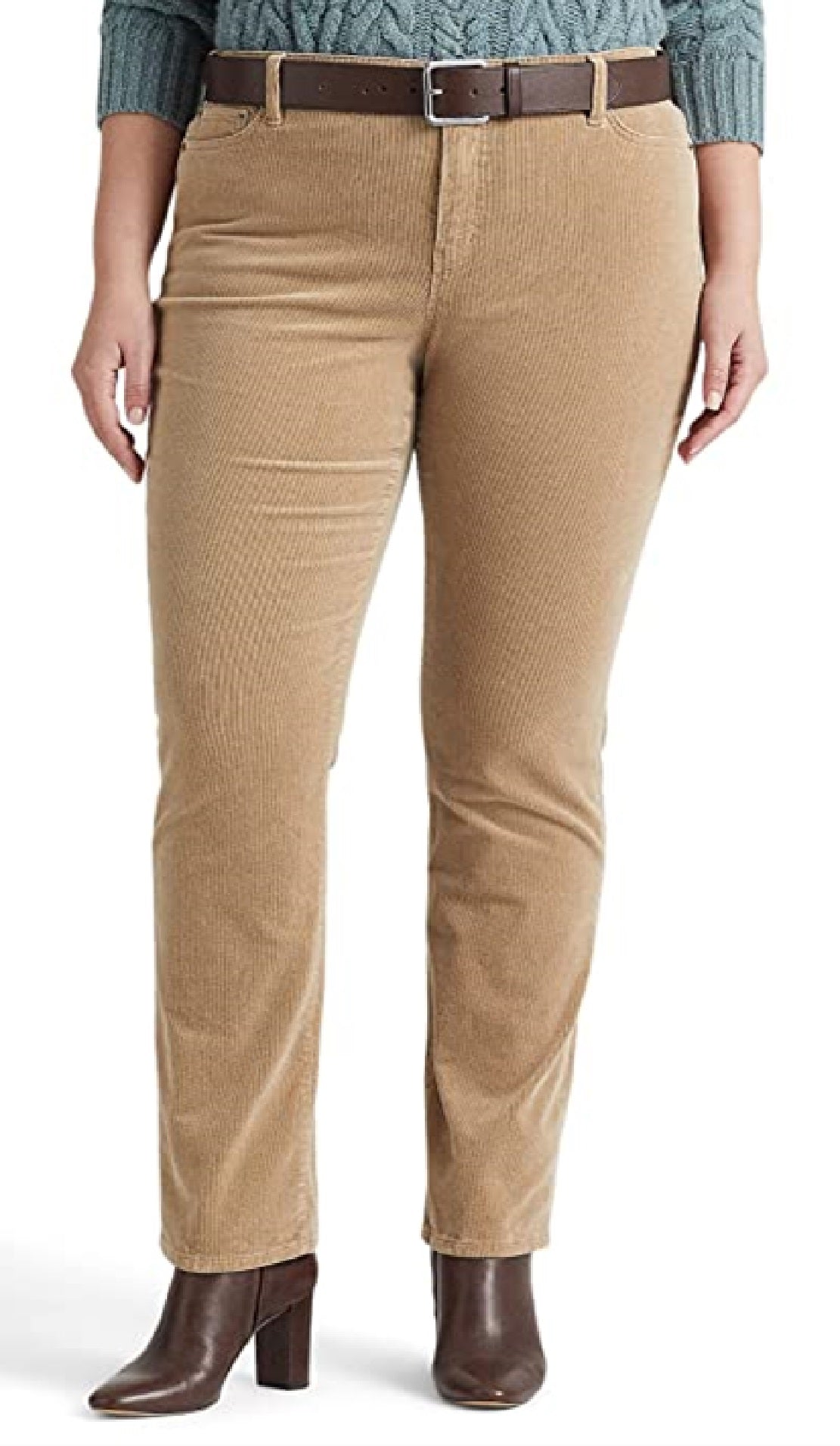 Ralph Lauren Women's Corduroy Mid Rise Straight Pant Brown Size 22W