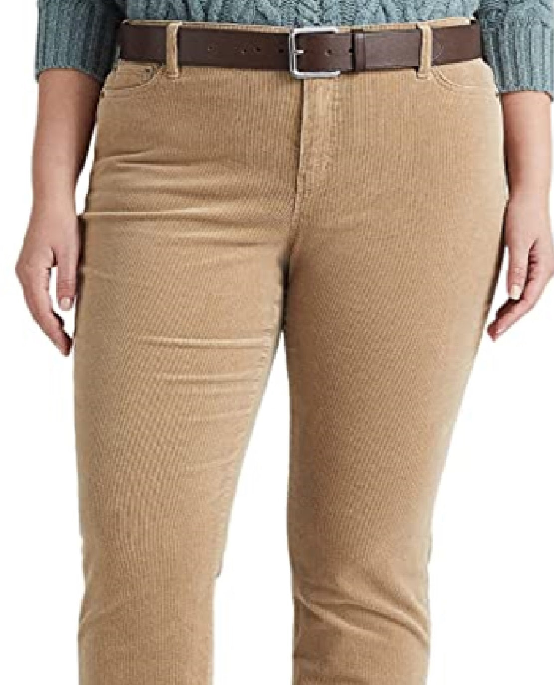 Ralph Lauren Women's Corduroy Mid Rise Straight Pant Brown Size 22W
