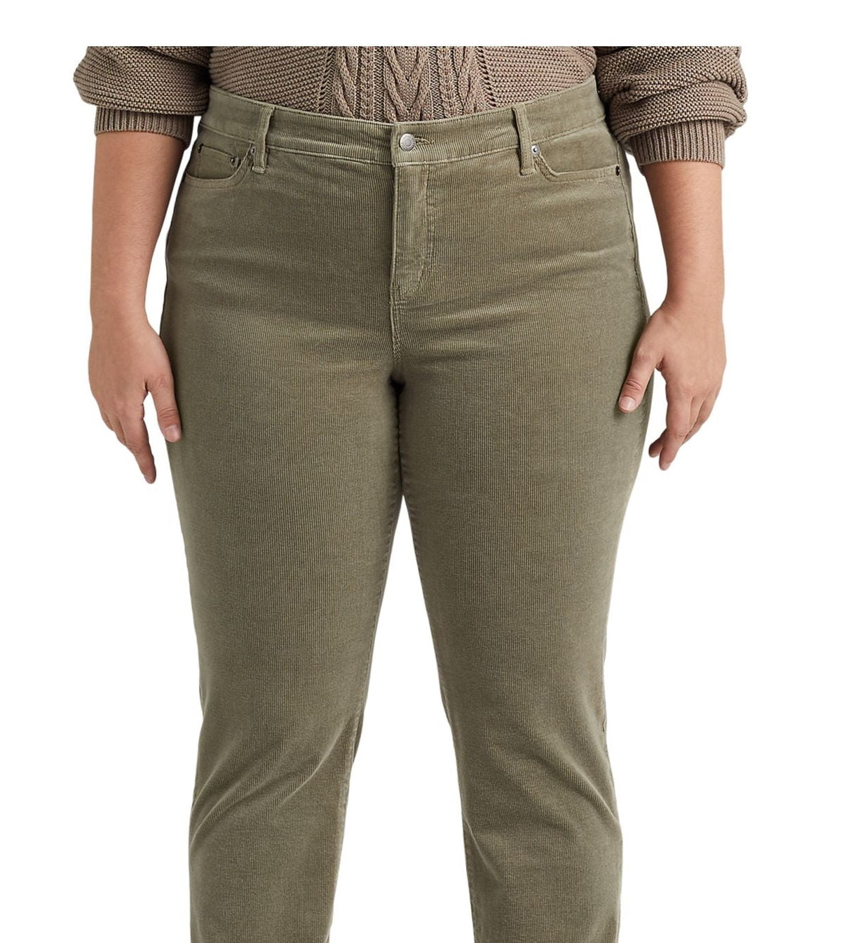 Ralph Lauren Women's Corduroy Mid Rise Straight Pant Green Size 22W