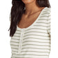Ralph Lauren Women's Striped Jersey Henley Top Brown Size X-Large