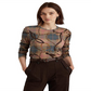 Ralph Lauren Women's Plaid Stretch Cotton Long Sleeve Tee Brown Size Large