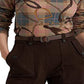 Ralph Lauren Women's Plaid Stretch Cotton Long Sleeve Tee Brown Size Large