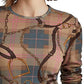 Ralph Lauren Women's Plaid Stretch Cotton Long Sleeve Tee Brown Size Medium