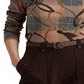 Ralph Lauren Women's Plaid Stretch Cotton Long Sleeve Tee Brown Size X-Large