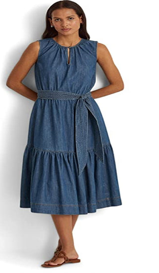 Ralph Lauren Women's Denim Sleeveless Dress Blue Size 2 Petite