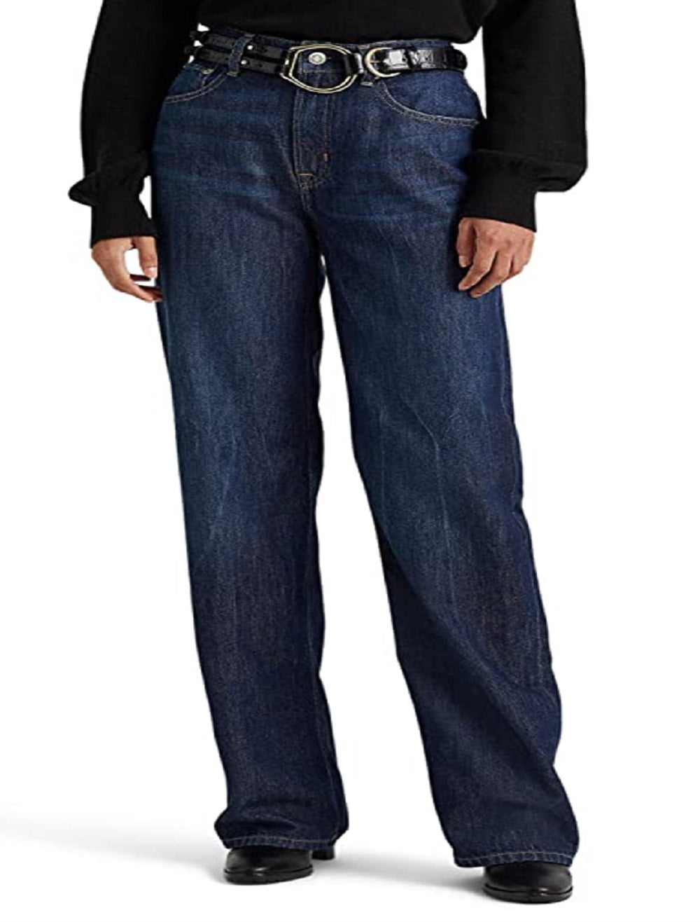 Ralph Lauren Women's High Rise Relaxed Straight Jean Blue Size 16