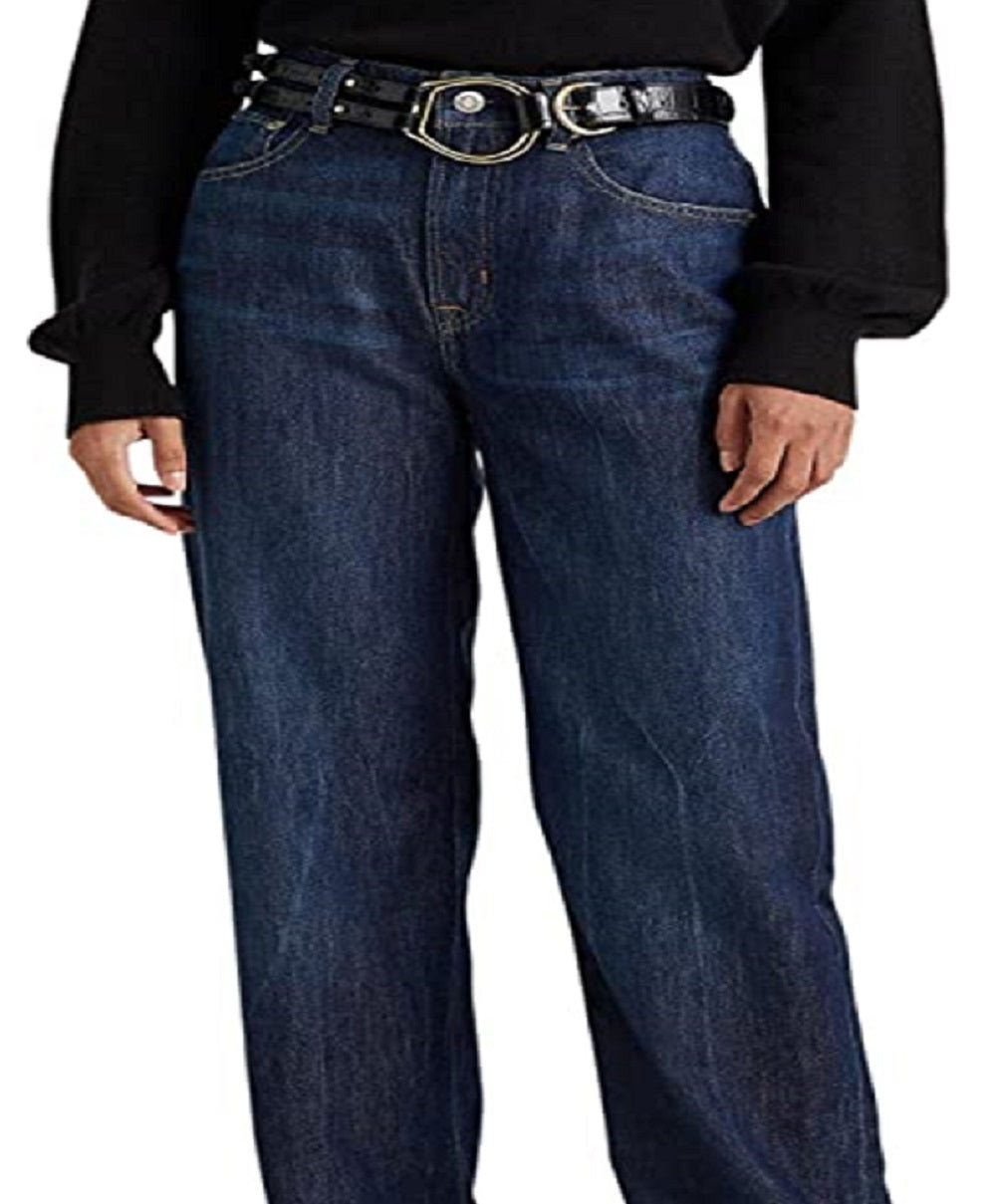 Ralph Lauren Women's High Rise Relaxed Straight Jean Blue Size 16