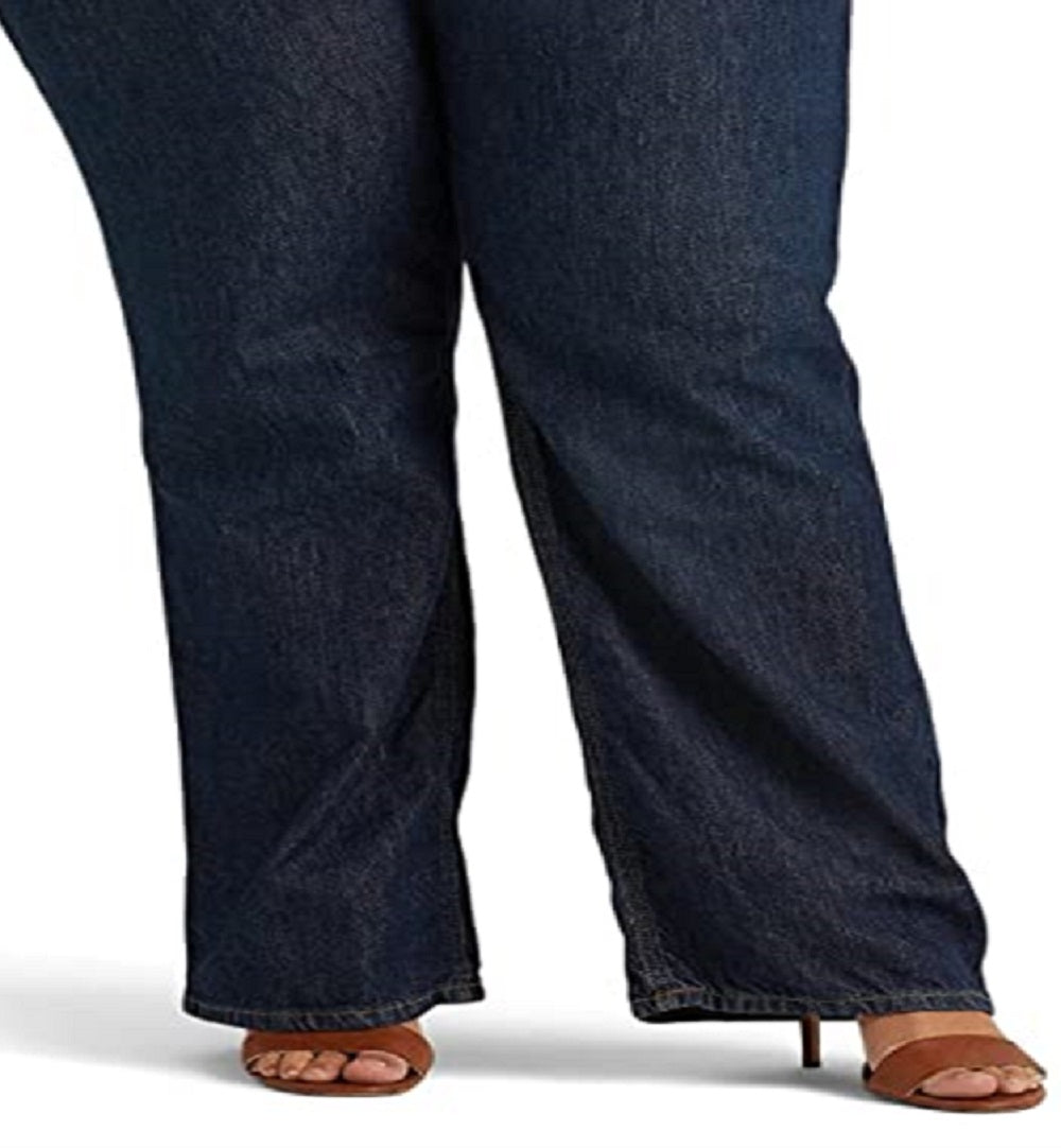 Ralph Lauren Women's High Rise Relaxed Straight Jean Blue Size 20W