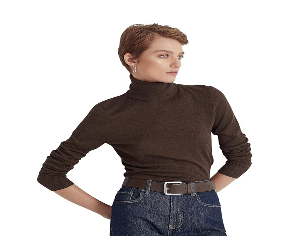 Ralph Lauren Women's Silk Blend Turtleneck Brown Size X-Large