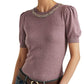 Ralph Lauren Women's Beaded Short Sleeve Sweater Purple Size Medium