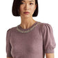 Ralph Lauren Women's Beaded Short Sleeve Sweater Purple Size Medium