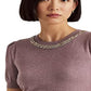 Ralph Lauren Women's Beaded Short Sleeve Sweater Purple Size X-Large