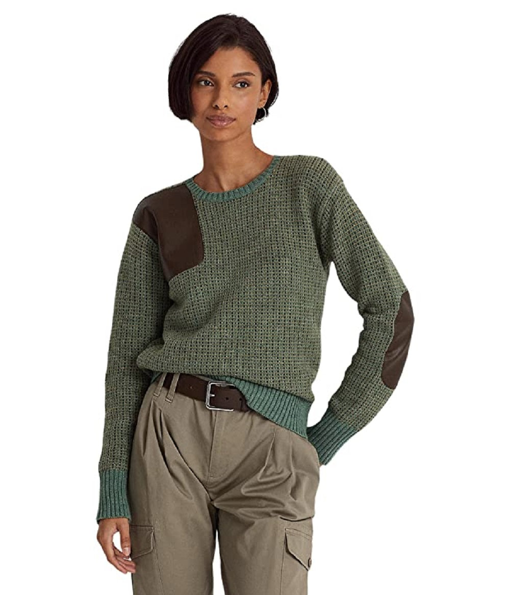 Ralph Lauren Women's Faux Leather Trim Wool Blend Sweater Assorted Size X-Large