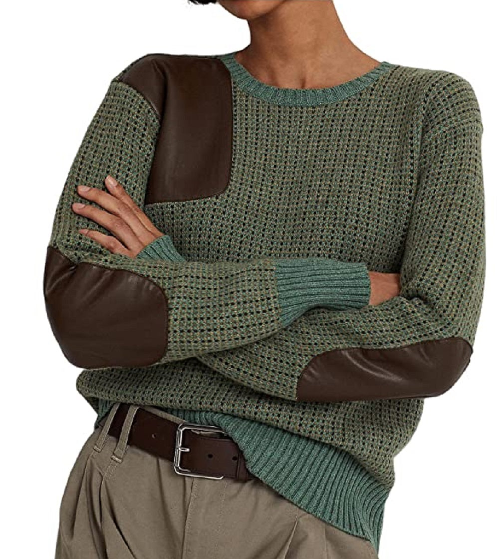 Ralph Lauren Women's Faux Leather Trim Wool Blend Sweater Assorted Size X-Large