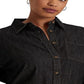 Ralph Lauren Women's Denim Blouson Sleeve Blouse Black Size 2X