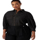 Ralph Lauren Women's Denim Blouson Sleeve Blouse Black Size 2X