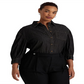 Ralph Lauren Women's Denim Blouson Sleeve Blouse Black Size 3X