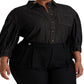Ralph Lauren Women's Denim Blouson Sleeve Blouse Black Size 3X