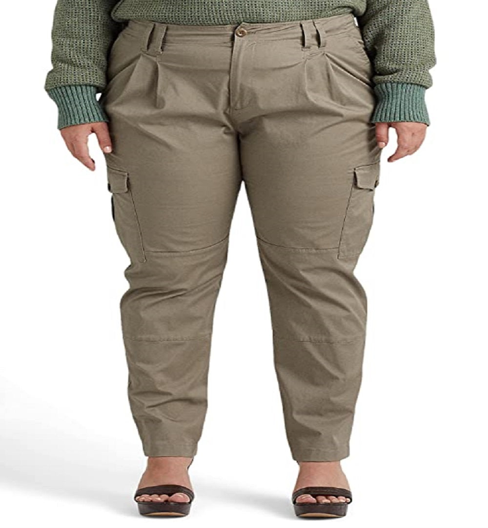 Ralph Lauren Women's Micro Sanded Twill Cargo Pants Green Size 18W