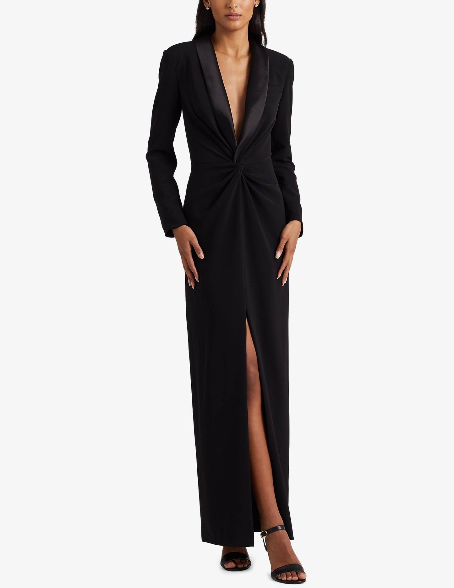Ralph Lauren Women's Crepe Long Sleeve Gown Black Size 4