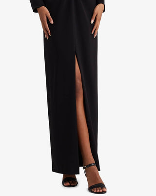 Ralph Lauren Women's Crepe Long Sleeve Gown Black Size 4