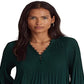 Ralph Lauren Women's Pleated Georgette Blouse Green Size Medium