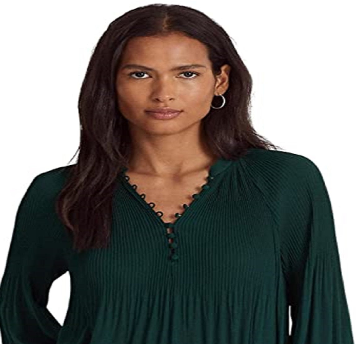 Ralph Lauren Women's Pleated Georgette Blouse Green Size Medium