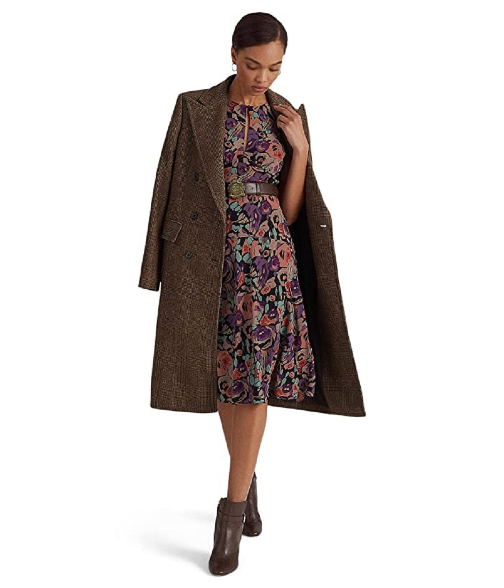 Ralph Lauren Women's Floral Belted Crepe Dress Black Size 10