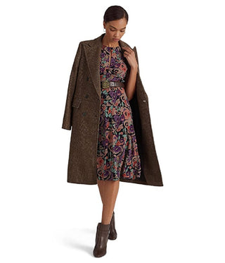 Ralph Lauren Women's Floral Belted Crepe Dress Black Size 10