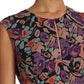 Ralph Lauren Women's Floral Belted Crepe Dress Black Size 10