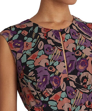 Ralph Lauren Women's Floral Belted Crepe Dress Black Size 10