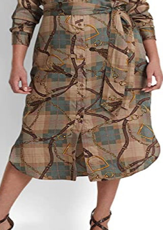 Ralph Lauren Women's Plaid Twill Shirtdress Brown Size 6