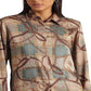 Ralph Lauren Women's Plaid Belting Print Twill Shirt Brown Size X-Small