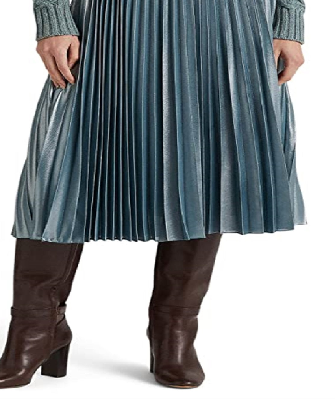 Ralph Lauren Women's Pleated Metallic Chiffon Skirt Blue Size 12