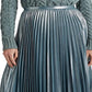 Ralph Lauren Women's Pleated Metallic Chiffon Skirt Blue Size 14