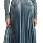 Ralph Lauren Women's Pleated Metallic Chiffon Skirt Blue Size 6
