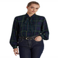 Ralph Lauren Women's Plaid Tie Neck Georgette Shirt Blue Size X-Large