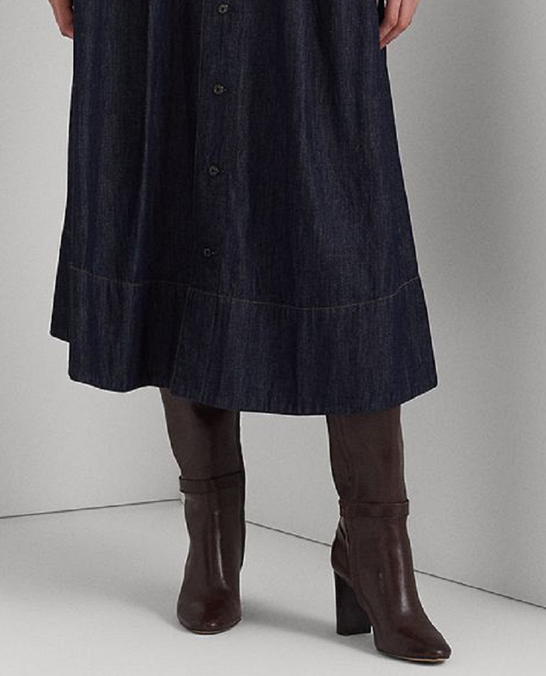 Ralph Lauren Women's Button Front Denim Skirt Blue Size 16