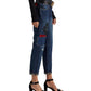 Ralph Lauren Women's Patchwork Relaxed Tapered Ankle Jeans Blue Size 12