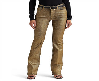 Ralph Lauren Women's Metallic High Rise Boot Jeans Yellow Size 2