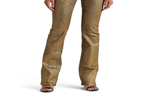 Ralph Lauren Women's Metallic High Rise Boot Jeans Yellow Size 2